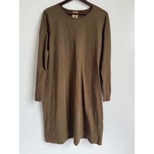Blue Fish Clothing Vintage 1998 Cotton Merino Wool Dress Brown Long Sleeve L‎ XL